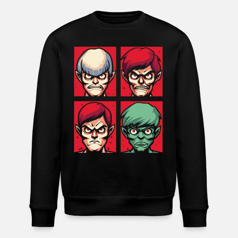Cartoon-Gesichter des Zorns - Stanley/Stella Unisex Bio-Sweatshirt ROLLER - Schwarz