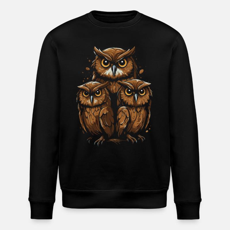 Three owls, one look - Stanley/Stella ROLLER Unisex Organic Sweatshirt - black