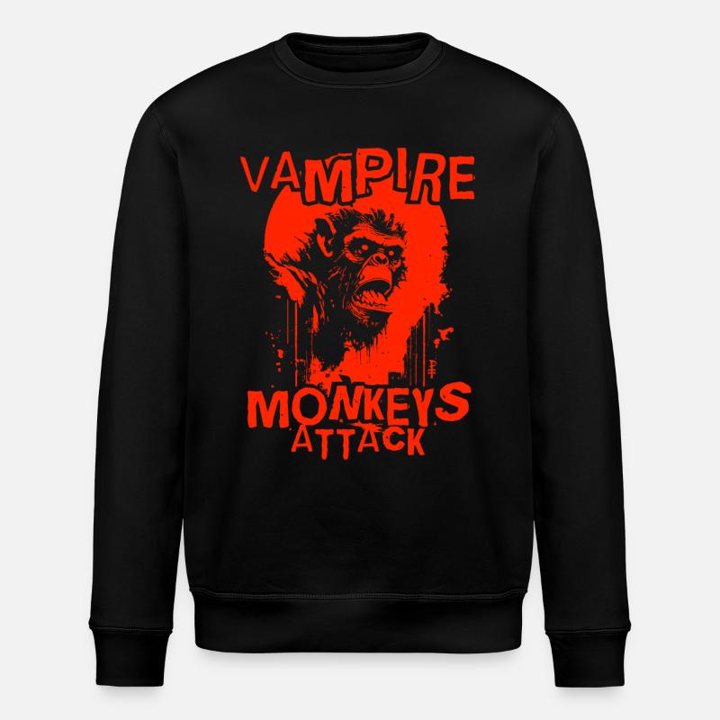 Vampire Monkey Attack - Stanley/Stella ROLLER Unisex Organic Sweatshirt - black