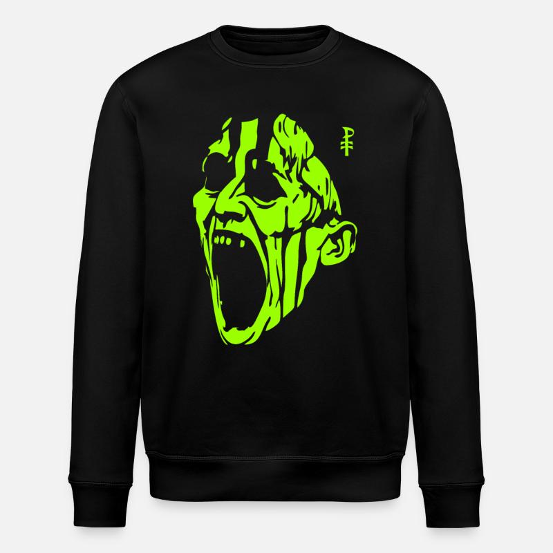 Der schreiende grüne Monster Mann - Stanley/Stella Unisex Bio-Sweatshirt ROLLER - Schwarz