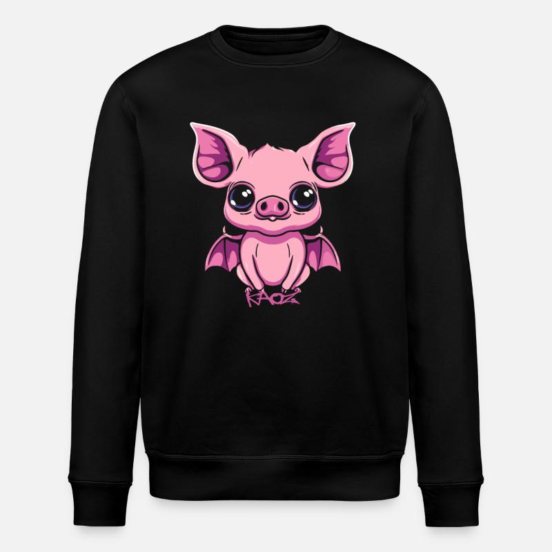 Cute Bat Pig Gargoyle - Stanley/Stella ROLLER Unisex Organic Sweatshirt - black