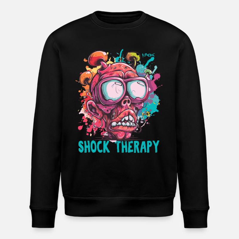 Shock Therapy Crazy Guy Skull - Stanley/Stella ROLLER Unisex Organic Sweatshirt - black