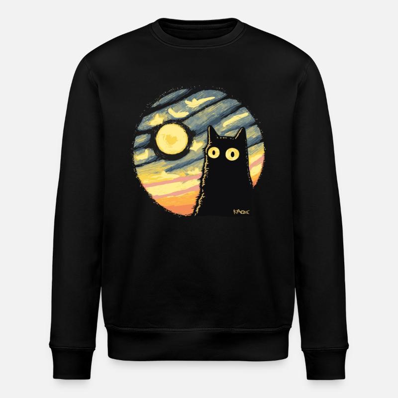 Stars moonlight moon cat - Stanley/Stella ROLLER Unisex Organic Sweatshirt - black