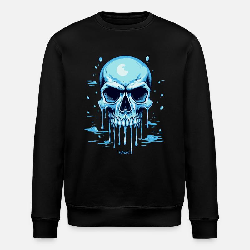 Ein blauer schmelzender Totenkopf - Stanley/Stella Unisex Bio-Sweatshirt ROLLER - Schwarz