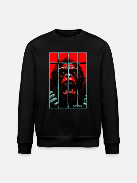 Free the chimpanzee monkey - Stanley/Stella ROLLER Unisex Organic Sweatshirt - black