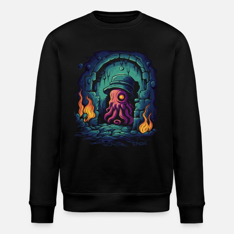 Deep Dark Dungeon Detective Octopus - Stanley/Stella ROLLER Unisex Organic Sweatshirt - black