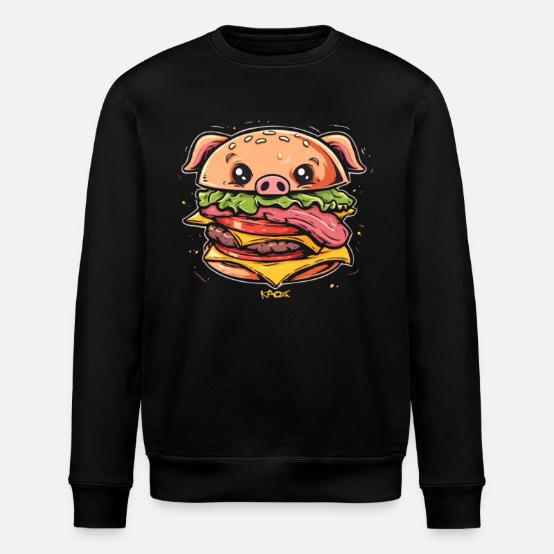 Sau Burger Pig - Stanley/Stella ROLLER Unisex Organic Sweatshirt - black