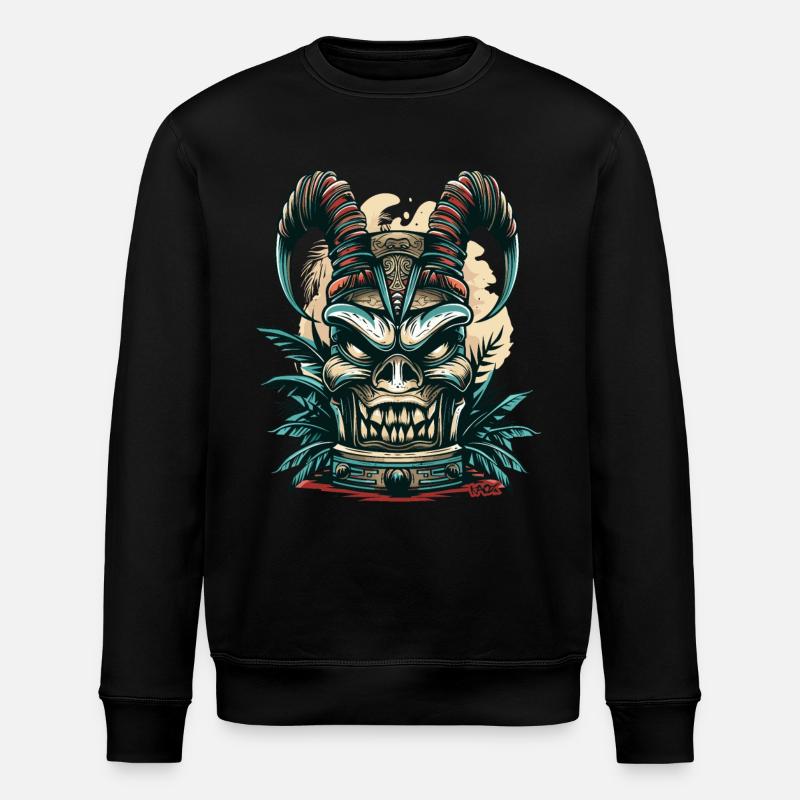 Hawaii Devil's Tiki - Stanley/Stella ROLLER Unisex Organic Sweatshirt - black