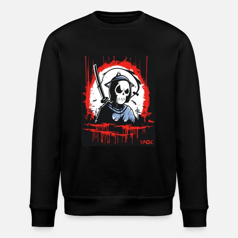 Grim Reaper Skull Samurai - Stanley/Stella ROLLER Unisex Organic Sweatshirt - black