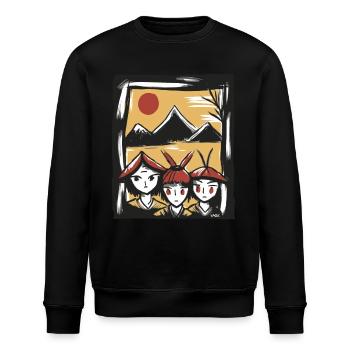 Trois mignons riziculteurs sous le soleil japonais - Sweat bio ROLLER Stanley/Stella Unisexe - noir - Devant - Nik (191cm)