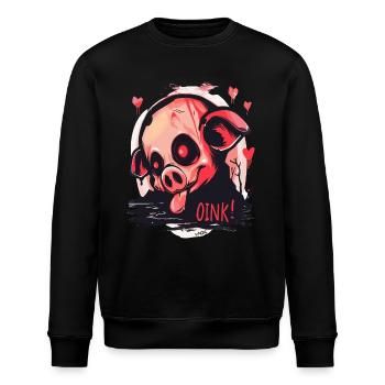 Nosferatu-Vampir-Zombie-Schweinchen, Oink! - Stanley/Stella Unisex Bio-Sweatshirt ROLLER - Schwarz - Vorne - Nik (191cm)