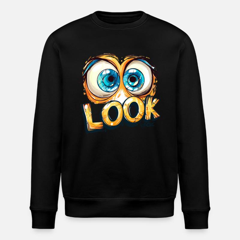 Schau, da sind große Augen - Stanley/Stella Unisex Bio-Sweatshirt ROLLER - Schwarz