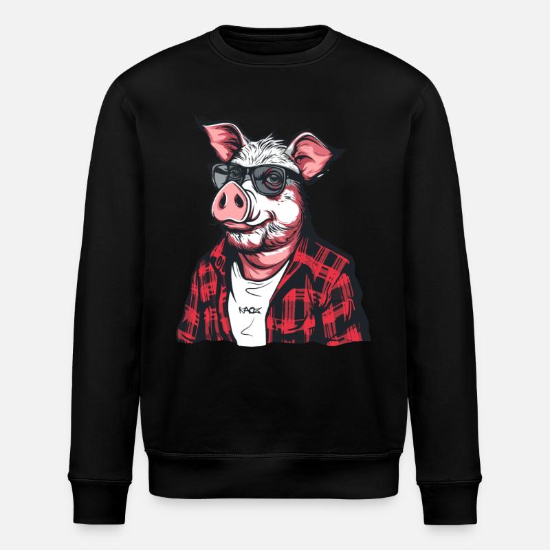 Cochon bûcheron - Sweat bio ROLLER Stanley/Stella Unisexe - noir