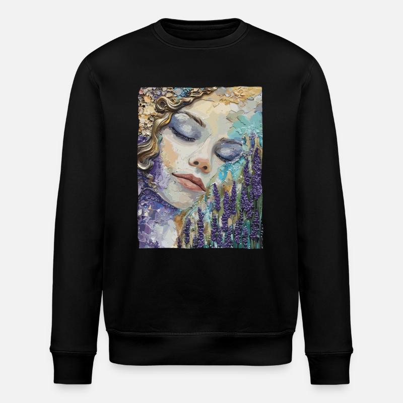 Mädchen schläft im Lavendel - Stanley/Stella Unisex Bio-Sweatshirt ROLLER - Schwarz