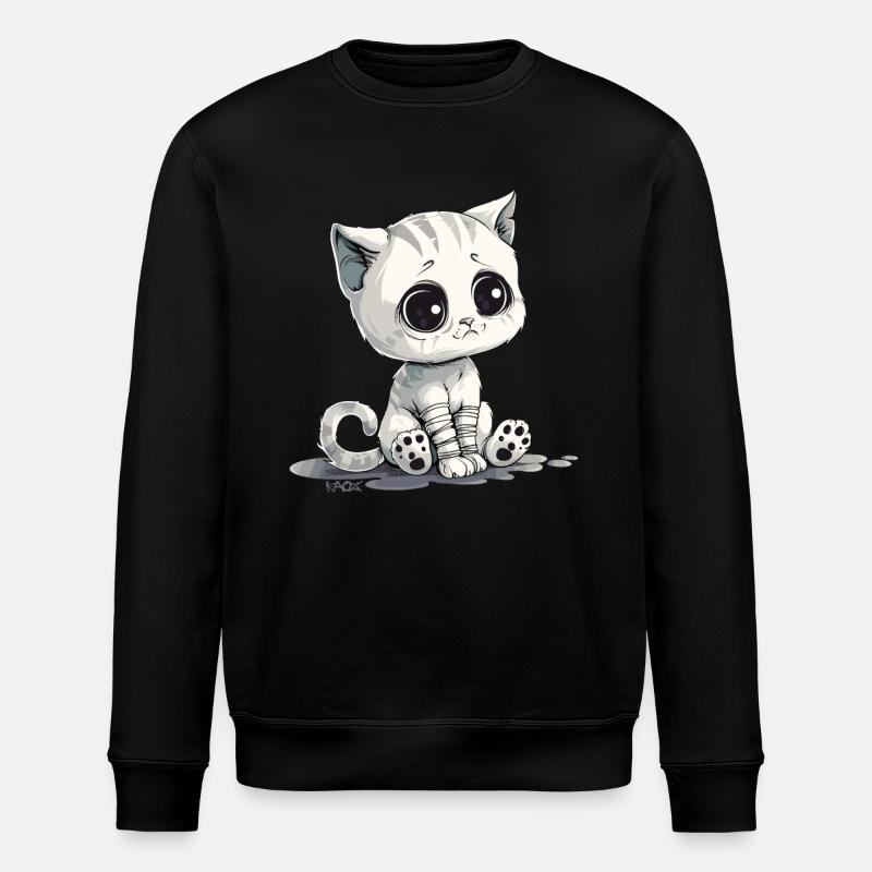 Cute little sad kitten - Stanley/Stella ROLLER Unisex Organic Sweatshirt - black