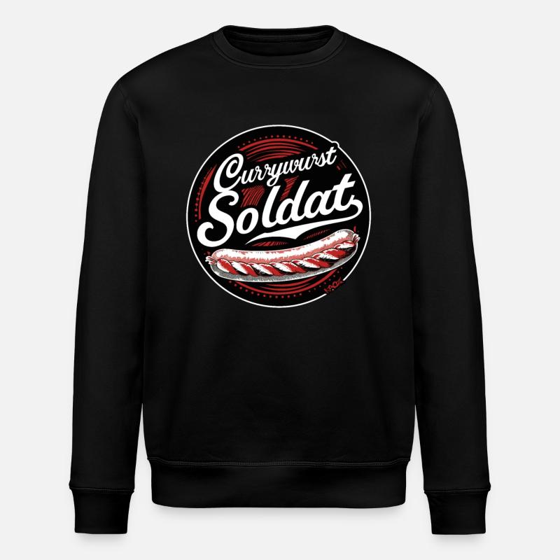 The Funny Currywurst Soldier - Stanley/Stella ROLLER Unisex Organic Sweatshirt - black