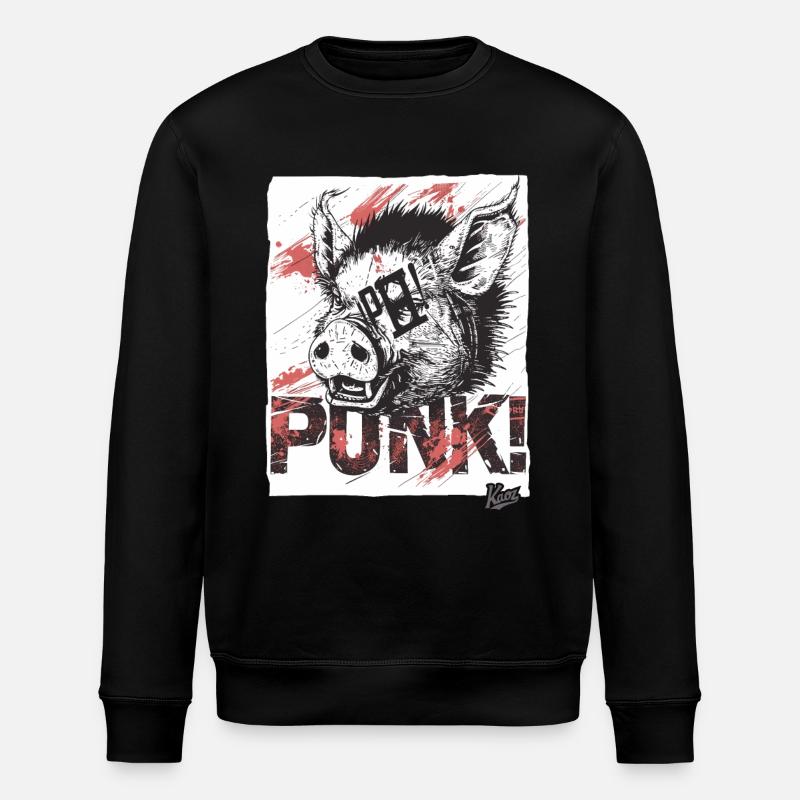 Angry Punk Pig - Stanley/Stella ROLLER Unisex Organic Sweatshirt - black