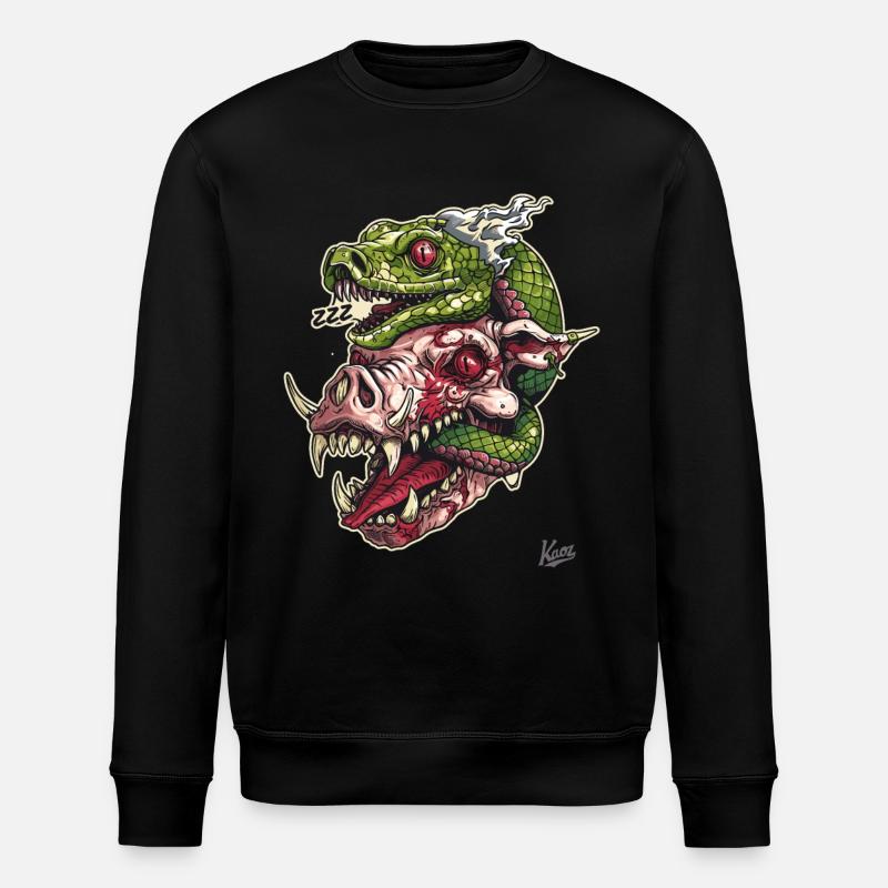 Zombie Pig Head Snake Skull - Stanley/Stella ROLLER Unisex Organic Sweatshirt - black