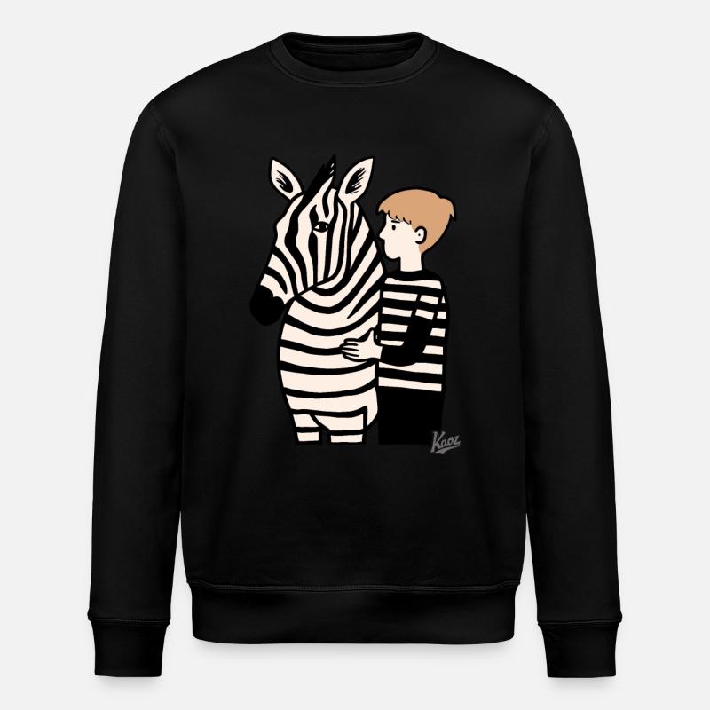 Boy with zebra - Stanley/Stella ROLLER Unisex Organic Sweatshirt - black