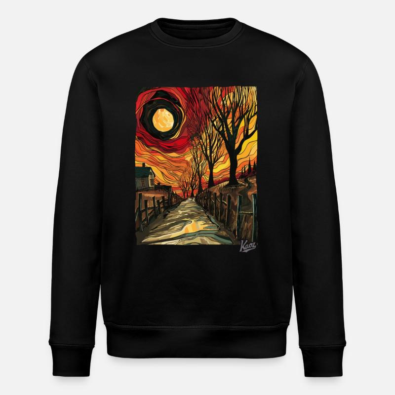 Gemälde eines Feldwegs mit Sonne - Stanley/Stella Unisex Bio-Sweatshirt ROLLER - Schwarz