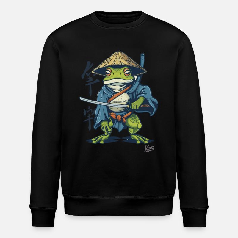 Japanischer Samurai-Ronin-Frosch - Stanley/Stella Unisex Bio-Sweatshirt ROLLER - Schwarz