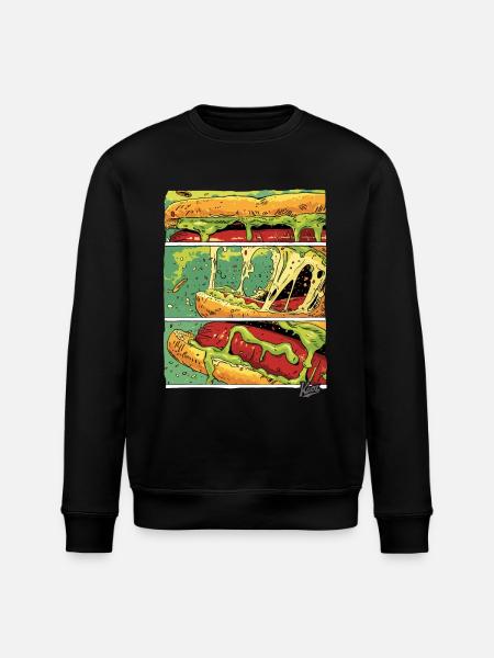Comic-Panels: Käse-Monster-Wurst im Brötchen - Stanley/Stella Unisex Bio-Sweatshirt ROLLER - Schwarz