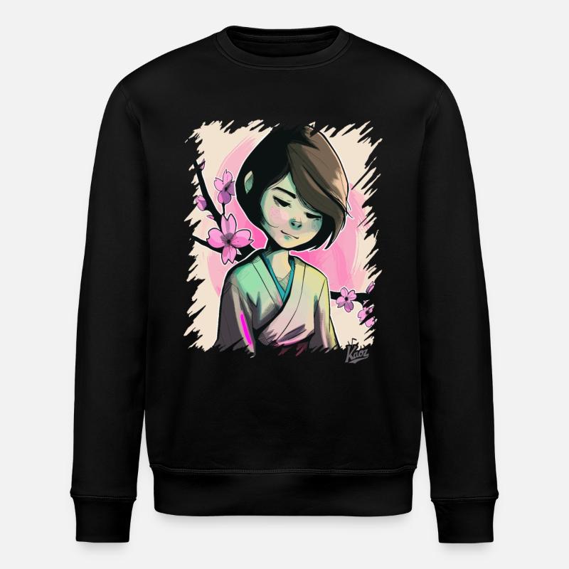 Das Japanische Sakura-Mädchen - Stanley/Stella Unisex Bio-Sweatshirt ROLLER - Schwarz