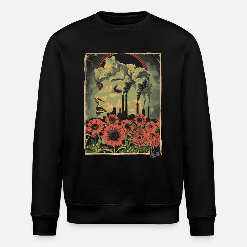 Propaganda Style industrielle Blumen - Stanley/Stella Unisex Bio-Sweatshirt ROLLER - Schwarz