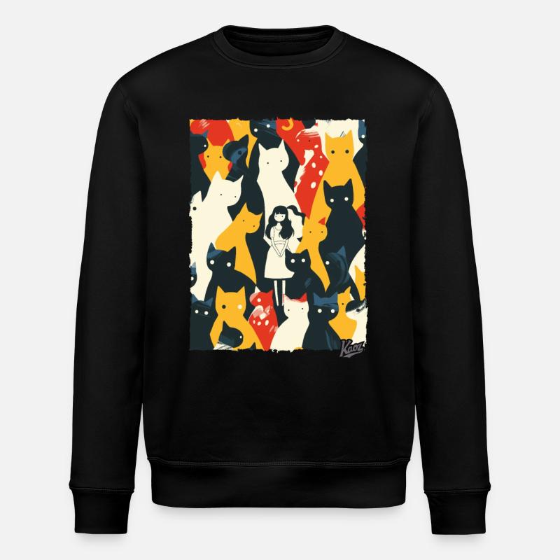 Dame Art abstrait avec chats - Sweat bio ROLLER Stanley/Stella Unisexe - noir