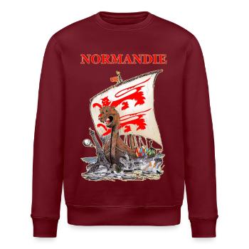 DRAKKAR NORMANDIE Kreation Louis RUNEMBERG © Adagp - Stanley/Stella Unisex Bio-Sweatshirt ROLLER - Burgunderrot - Vorne - Nik (191cm)