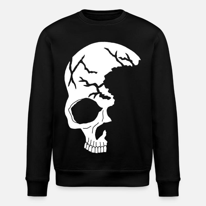 white half skull - Stanley/Stella ROLLER Unisex Organic Sweatshirt - black