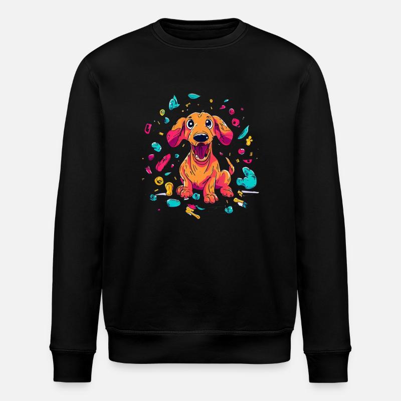 Verspielter Dackelwelpen-Unfug - Stanley/Stella Unisex Bio-Sweatshirt ROLLER - Schwarz