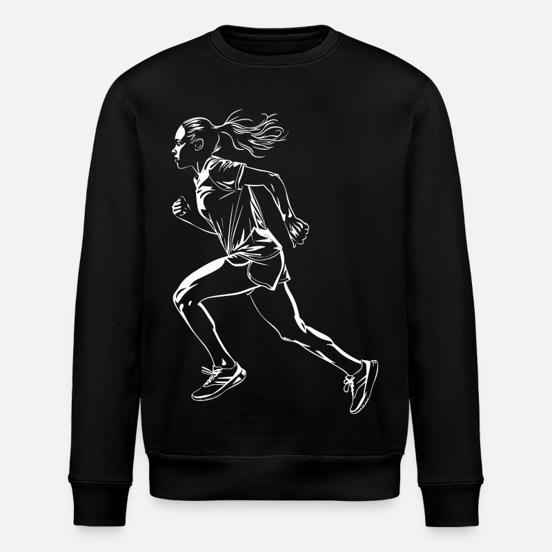 Runner Sketch - Stanley/Stella ROLLER Unisex Organic Sweatshirt - black