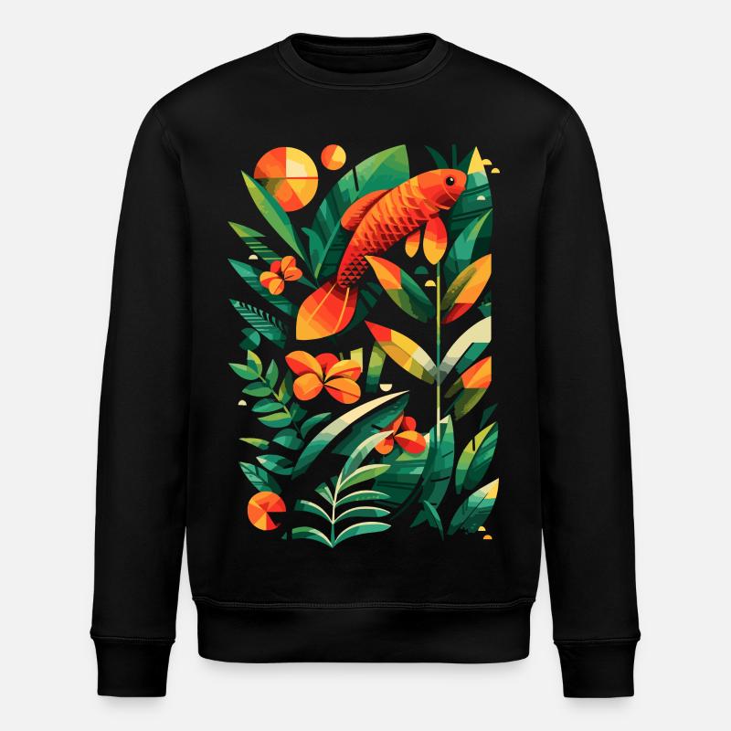 Fishing Graph - Stanley/Stella ROLLER Unisex Organic Sweatshirt - black