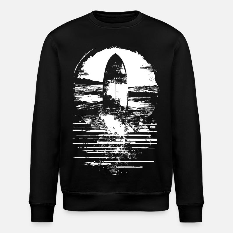 Surfbrett Zeichnung - Stanley/Stella Unisex Bio-Sweatshirt ROLLER - Schwarz