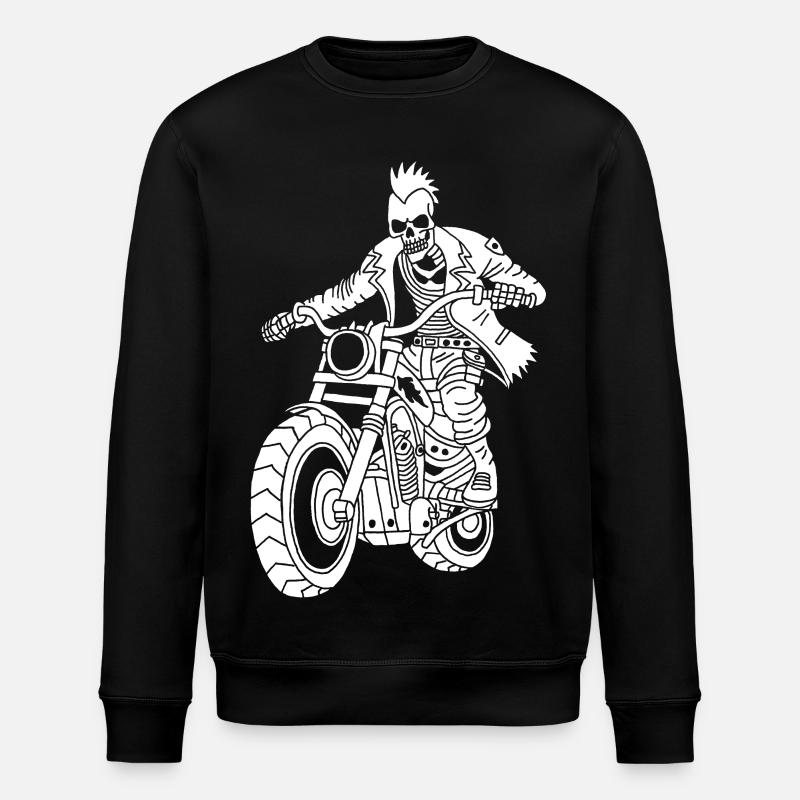 Hell Biker (White) - Stanley/Stella ROLLER Unisex Organic Sweatshirt - black