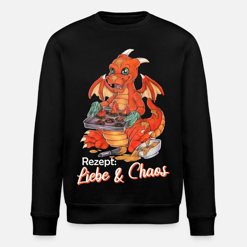 Witziger Drache Plätzchen Backen Weihnachten - Stanley/Stella Unisex Bio-Sweatshirt ROLLER - Schwarz