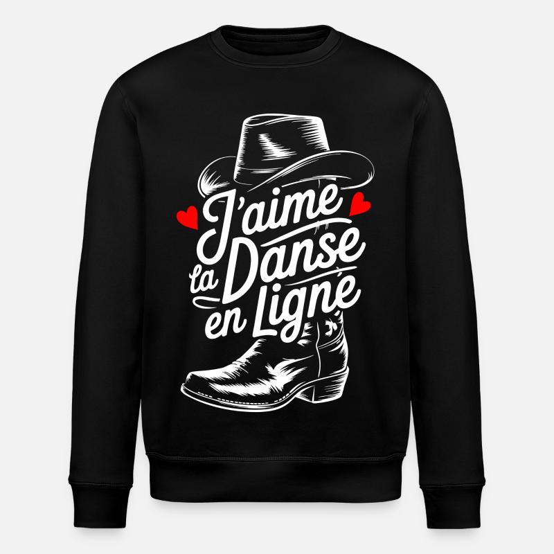 Line Dancing Cowboy Love Boots - Stanley/Stella ROLLER Unisex Organic Sweatshirt - black