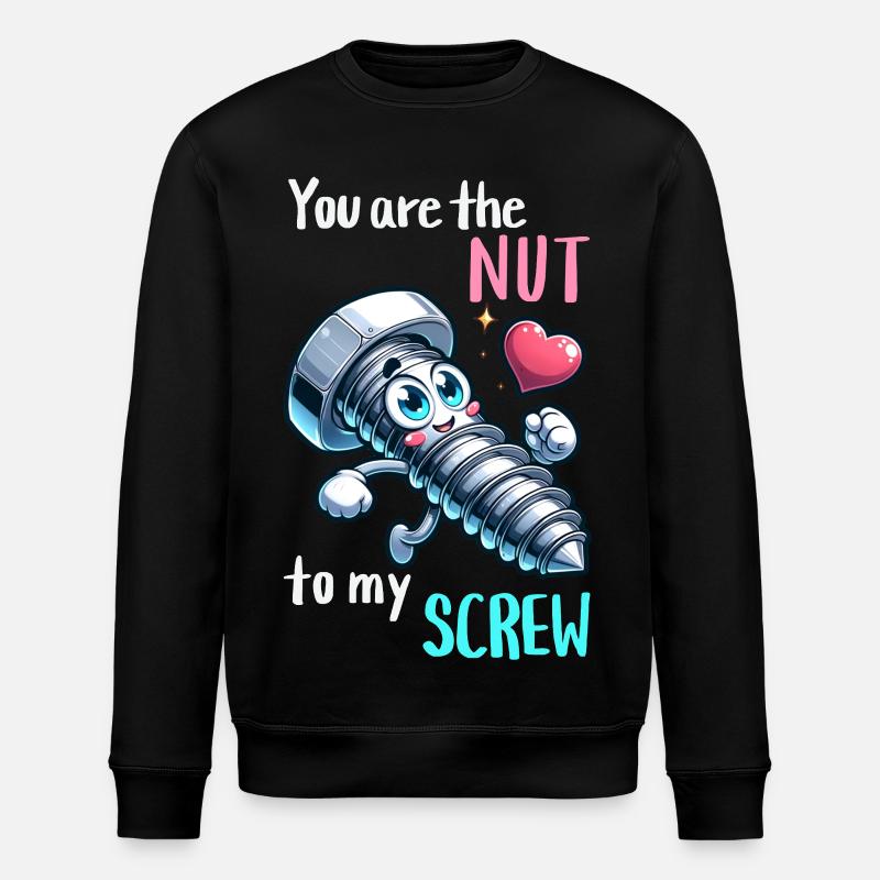 Funny Screwing Nut Pair Design - Stanley/Stella ROLLER Unisex Organic Sweatshirt - black