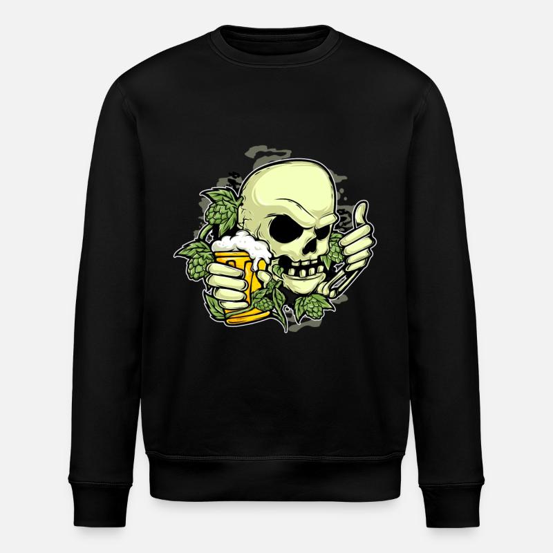 Hops beer skull - Stanley/Stella ROLLER Unisex Organic Sweatshirt - black