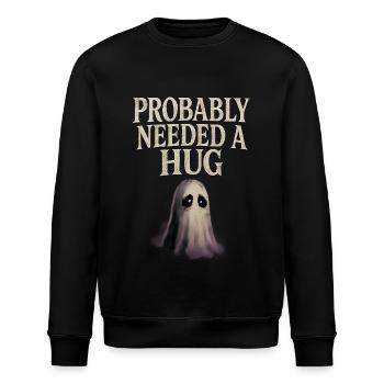 Probably Needed a Hug Sad Ghost - Stanley/Stella ROLLER Unisex Organic Sweatshirt - black - Front - Nik (191cm)