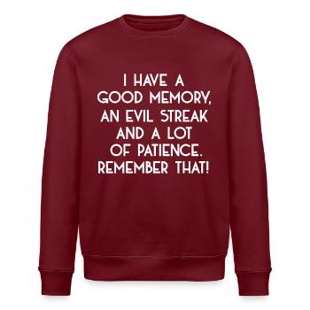 A lot of patience - Stanley/Stella ROLLER Unisex Organic Sweatshirt - burgundy - Front - Nik (191cm)