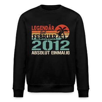 Geburtstagsgeschenk - Jahrgang Februar 2012 - Stanley/Stella Unisex Bio-Sweatshirt ROLLER - Schwarz - Vorne - Nik (191cm)