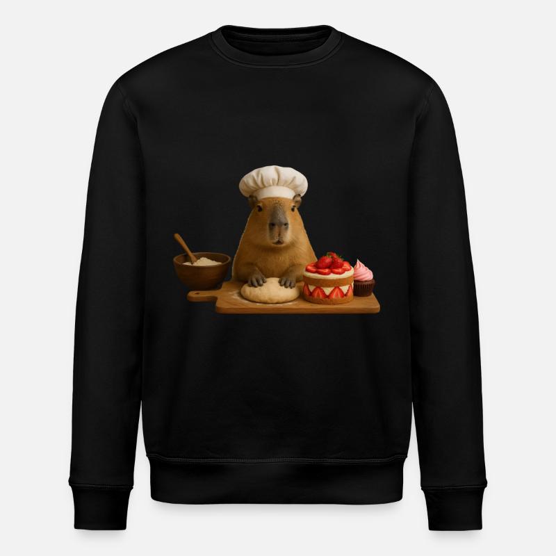 Capybara Baking - Stanley/Stella ROLLER Unisex Organic Sweatshirt - black