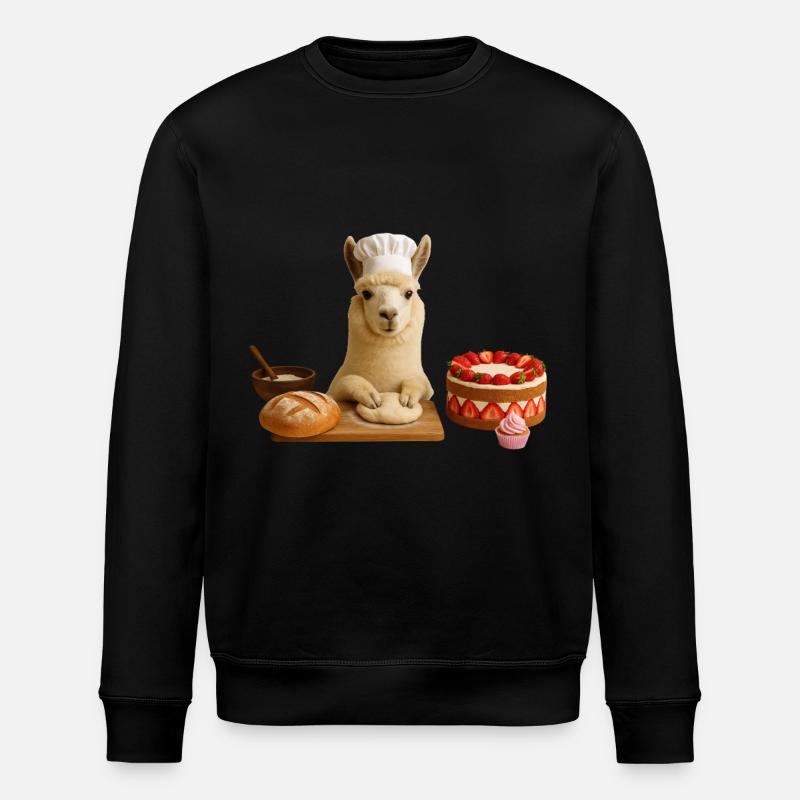 Llama Baking Cake Bread - Stanley/Stella ROLLER Unisex Organic Sweatshirt - black