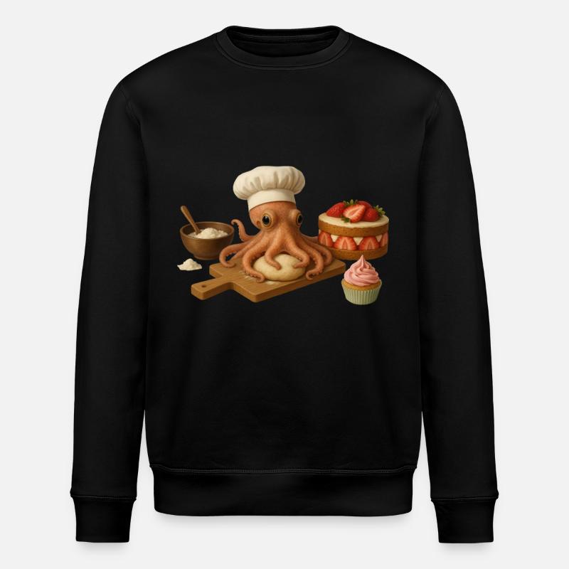 Octopus Baking Cake Bread - Stanley/Stella ROLLER Unisex Organic Sweatshirt - black