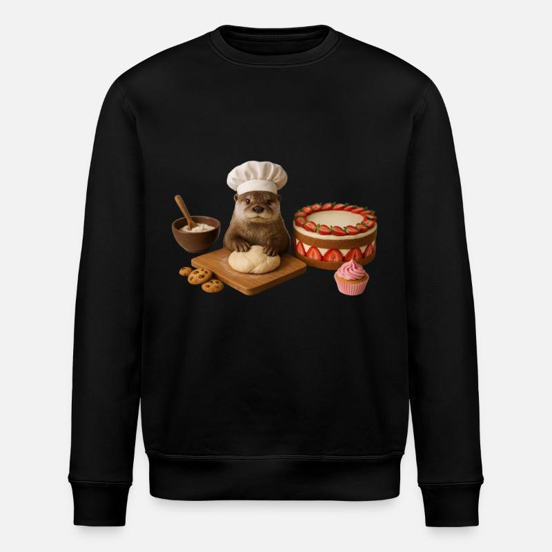 Otter Baking Cake Bread - Stanley/Stella ROLLER Unisex Organic Sweatshirt - black
