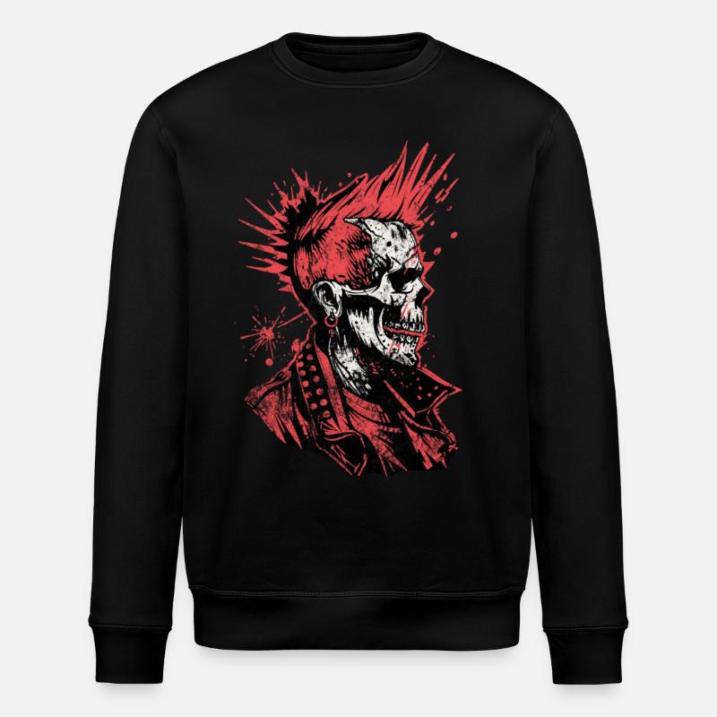 Punk Rock Skull Explosion Tee - Stanley/Stella ROLLER Unisex Organic Sweatshirt - black