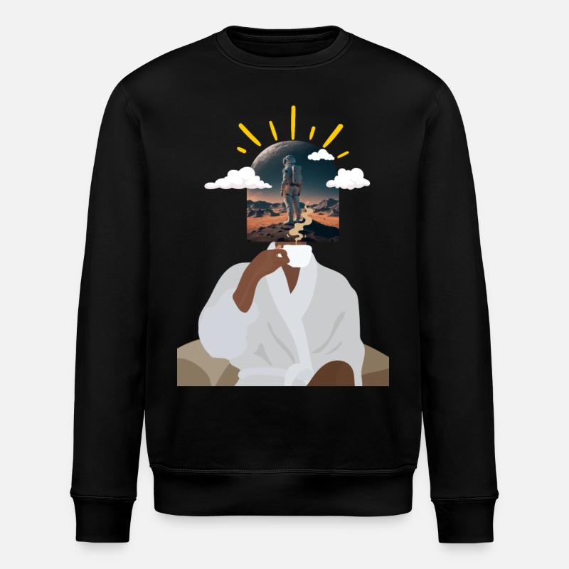 Coffee and Astronaut - Stanley/Stella ROLLER Unisex Organic Sweatshirt - black