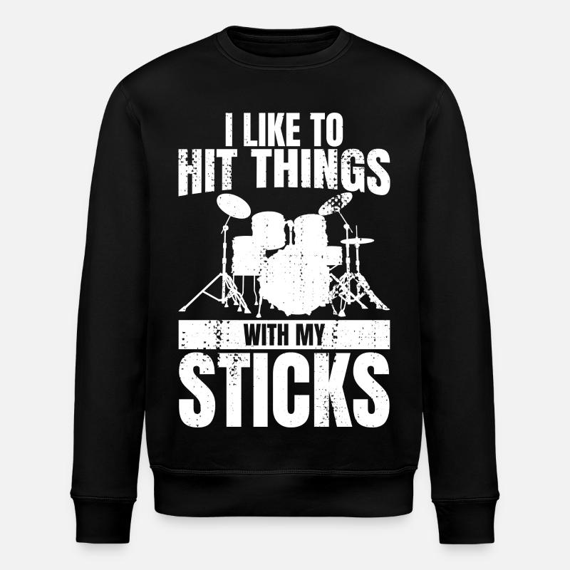 Funny Drummer Joke - Stanley/Stella ROLLER Unisex Organic Sweatshirt - black